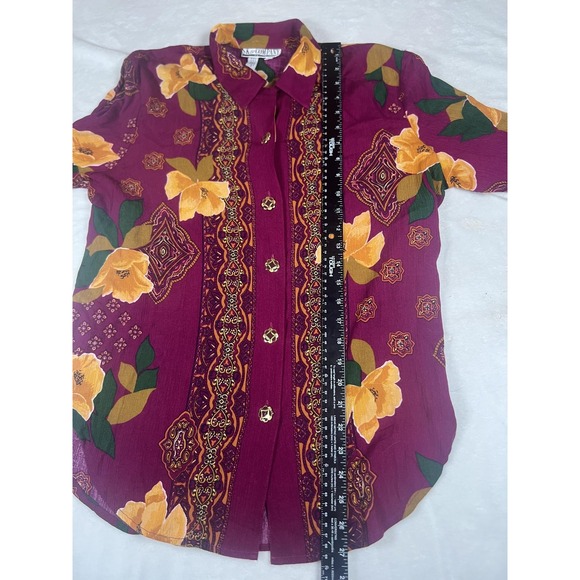Vintage SK‎ & Company Shirt Womens Petite Small Floral Long Sleeve Button Up 90s - Picture 12 of 13